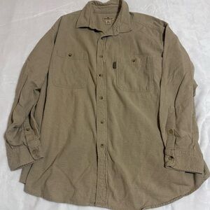 Woolrich Tan Beige Microcheck Button Down Long Sleeve 2 Pocket Shirt Sz XXL
